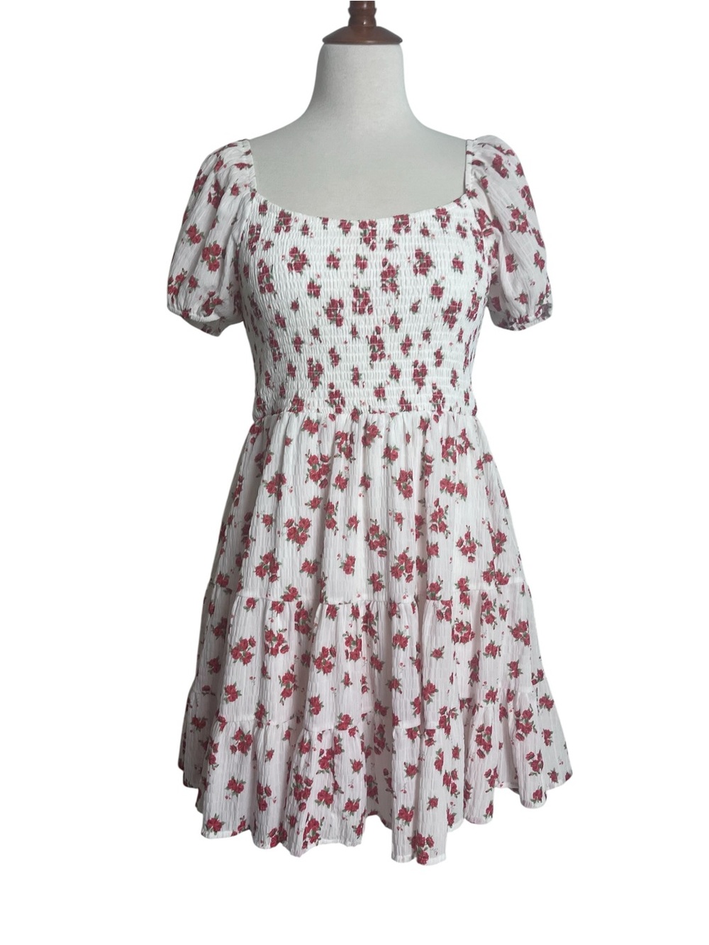 Altar’d State Floral Smocked Mini Dress Cottagecore Puff Sleeve Size Large